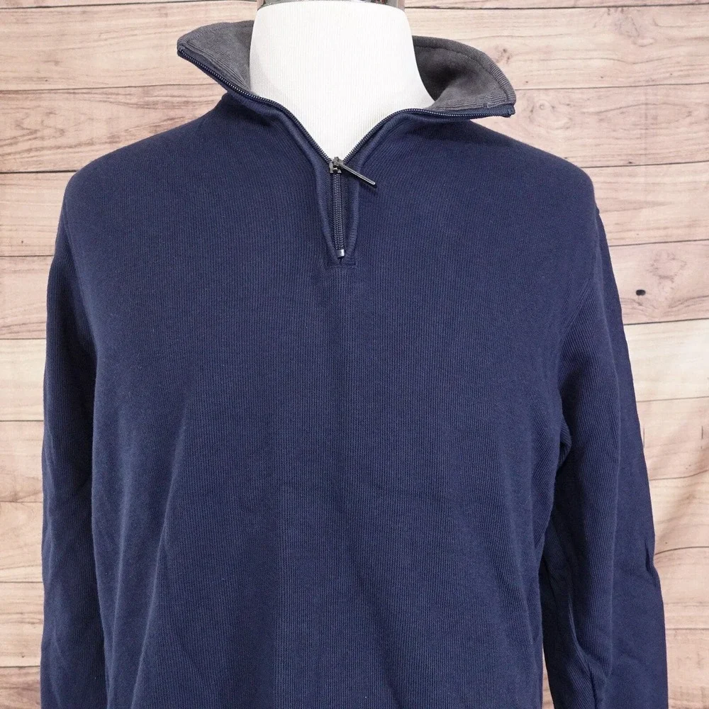 VAN HEUSEN BLUE‎ 1/4 ZIP UP PULLOVER SWEATER MENS SIZE M MEDIUM
